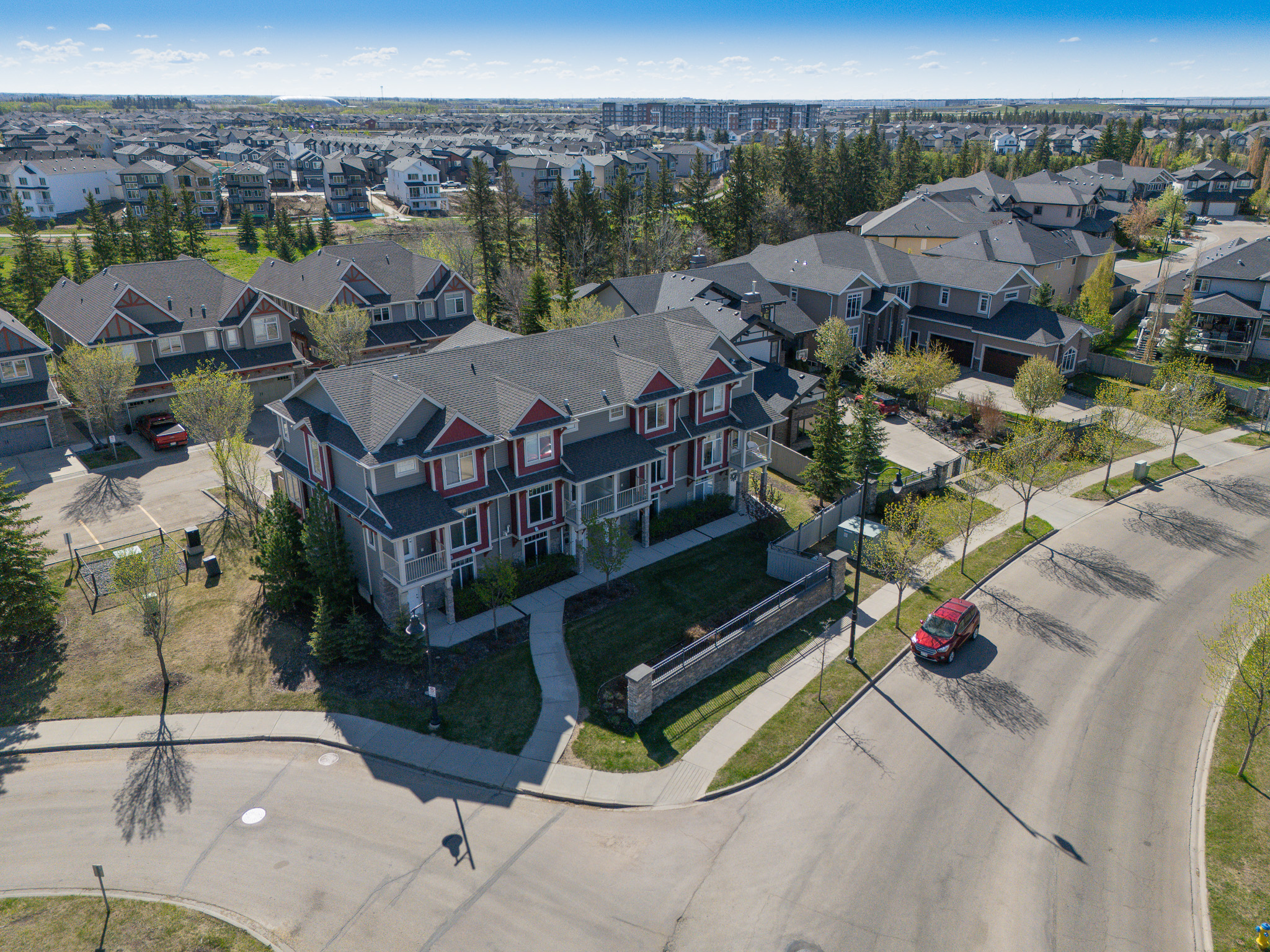 Aerial photograph of a luxury residential estate in Edmonton, Alberta